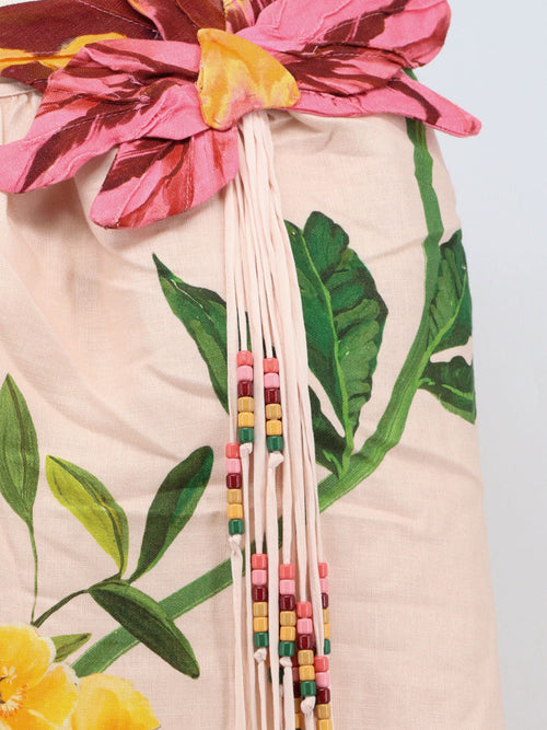 Farm Rio Natural linen dress - Gardenterracepink