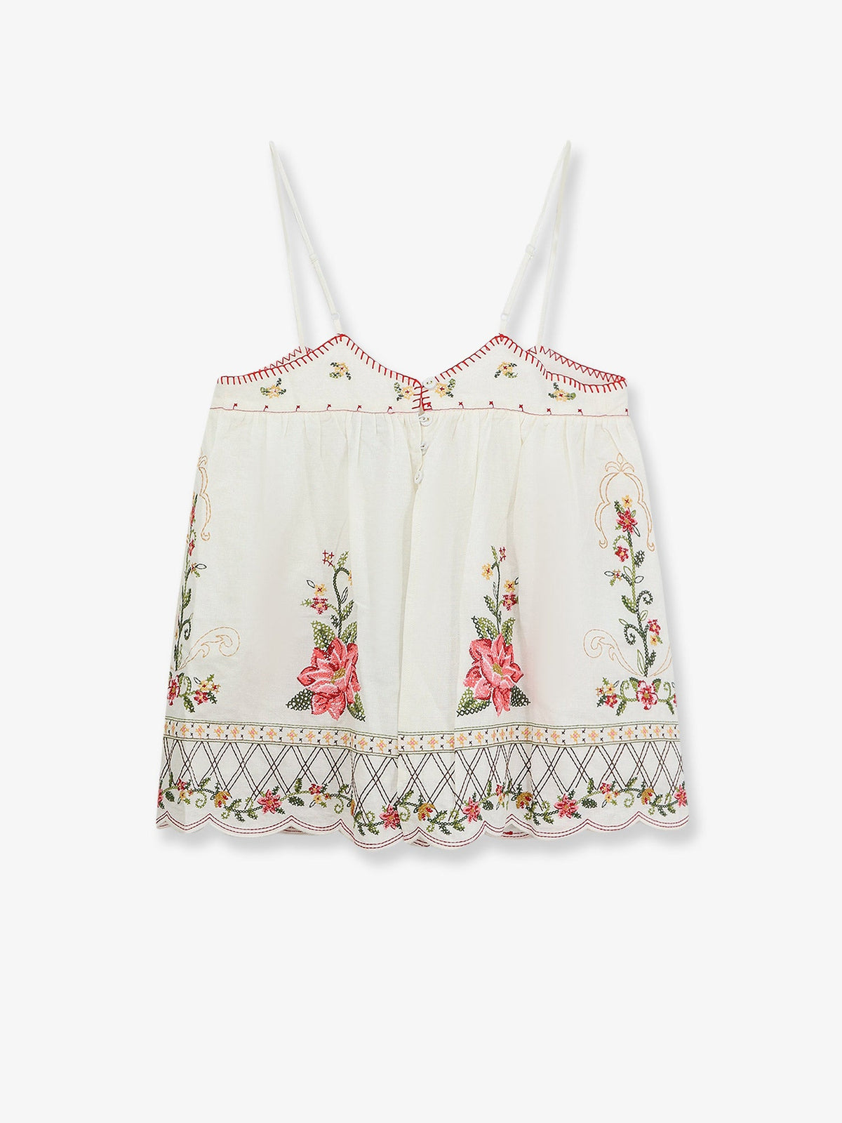 Farm Rio Linen and viscose top with embroidery - Offwhite