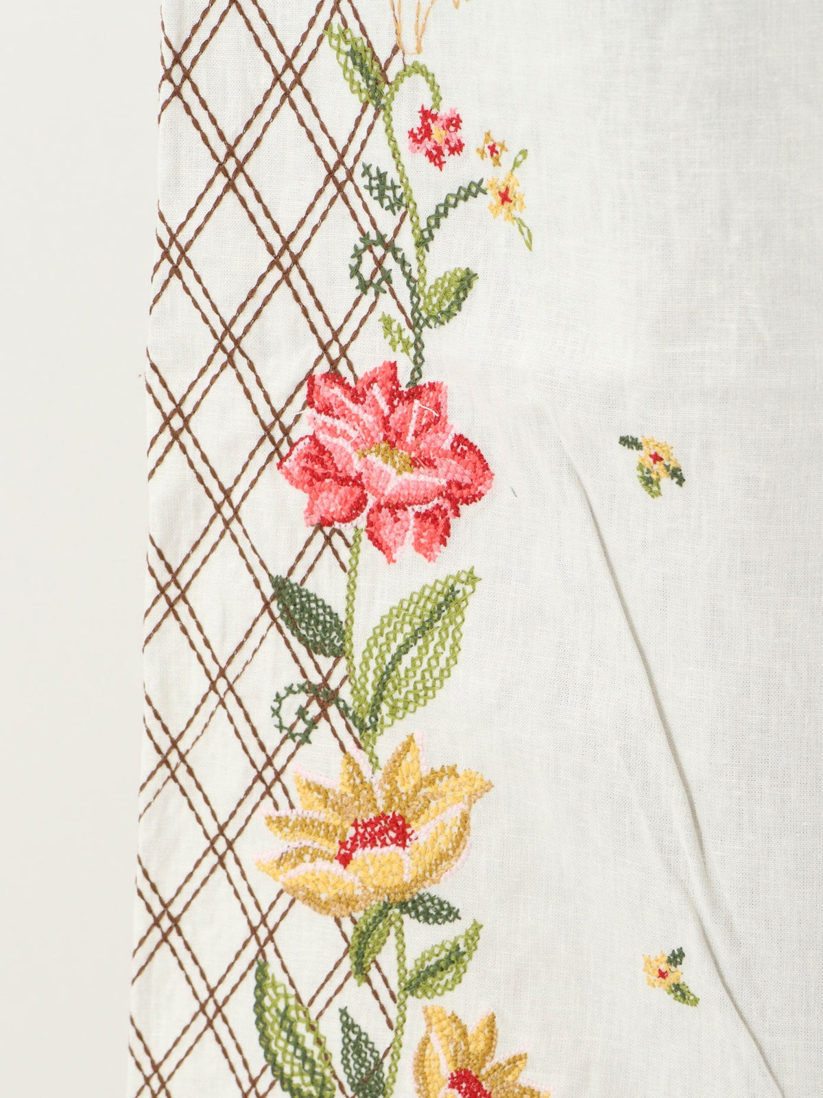 Farm Rio Linen and viscose trousers with embroidery - Offwhite