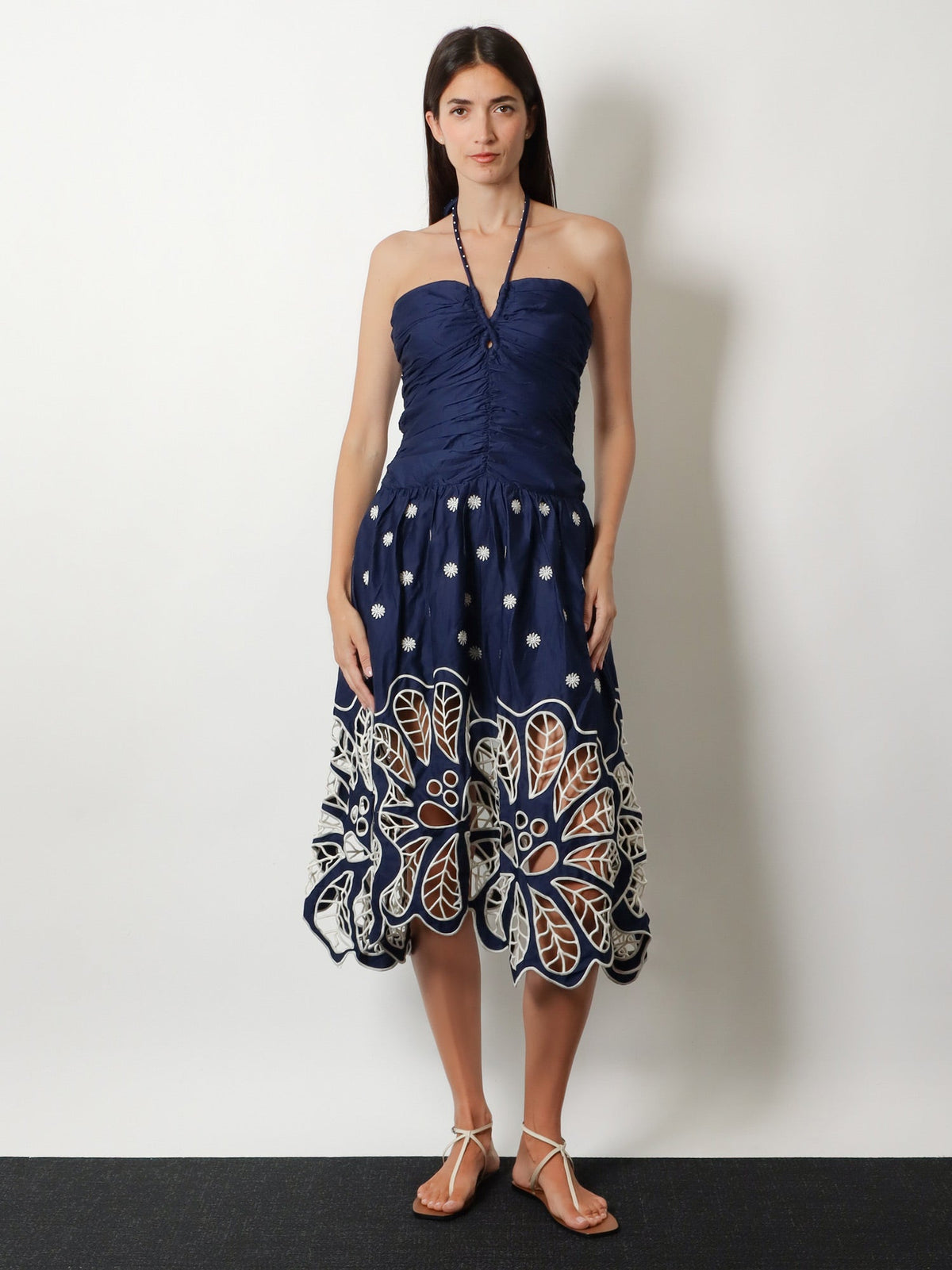 Farm Rio Richilieur organic cotton dress - Darkblue
