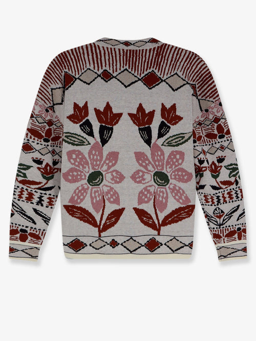 Farm Rio Cardigan with Multicolor embroidery - Ainikarusticflowerswinterwhite