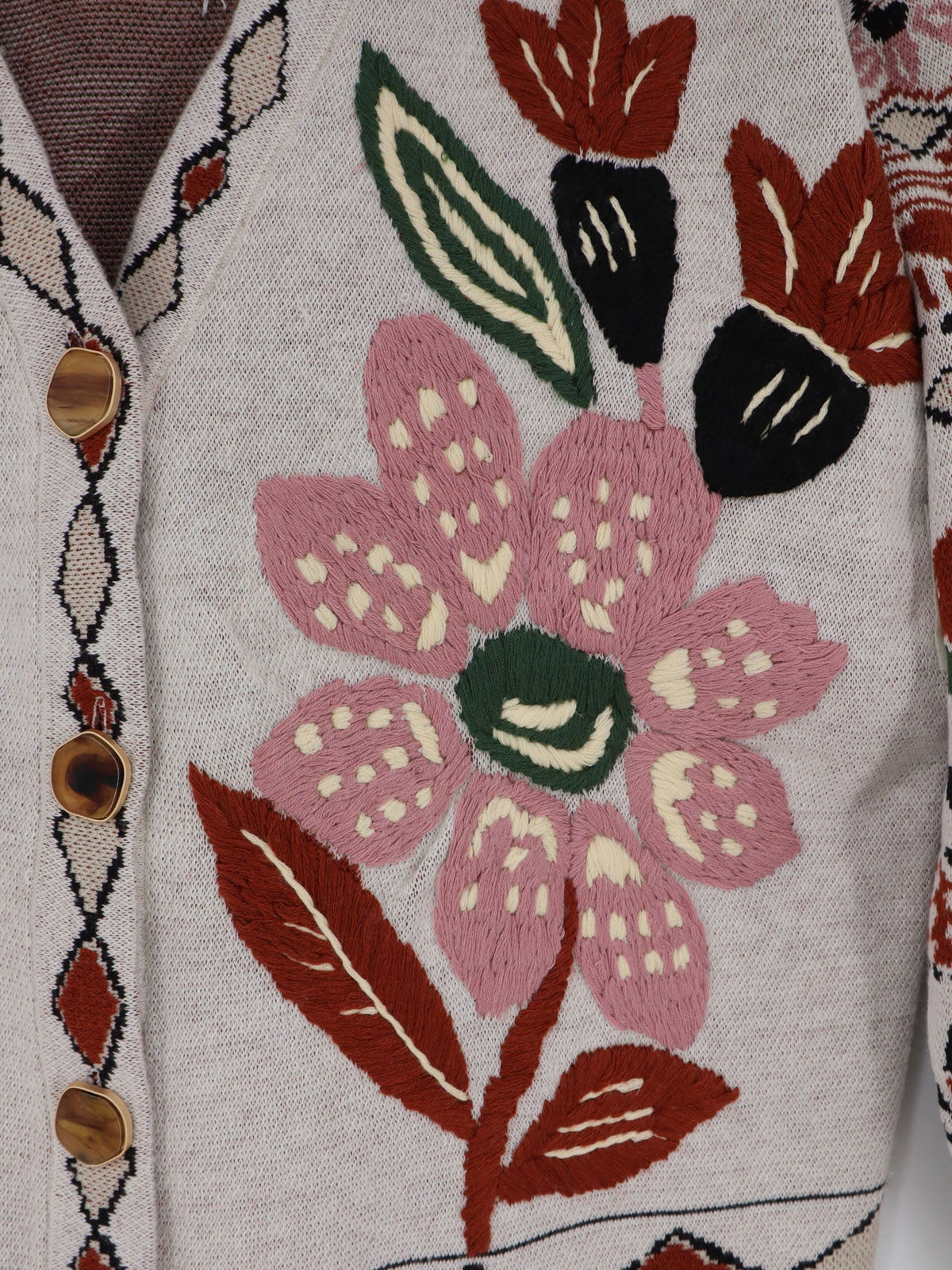 Farm Rio Cardigan with Multicolor embroidery - Ainikarusticflowerswinterwhite