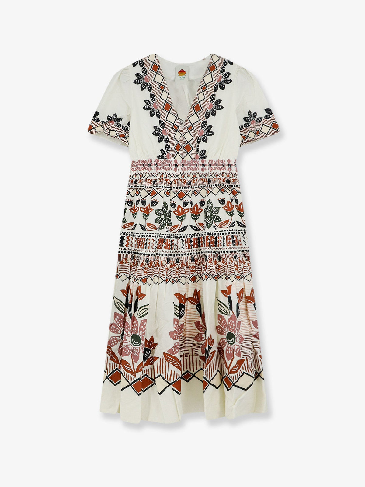 Farm Rio Ainika organic cotton dress - Ainikarusticflowerswinterwhite
