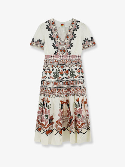 Farm Rio Ainika organic cotton dress - Ainikarusticflowerswinterwhite