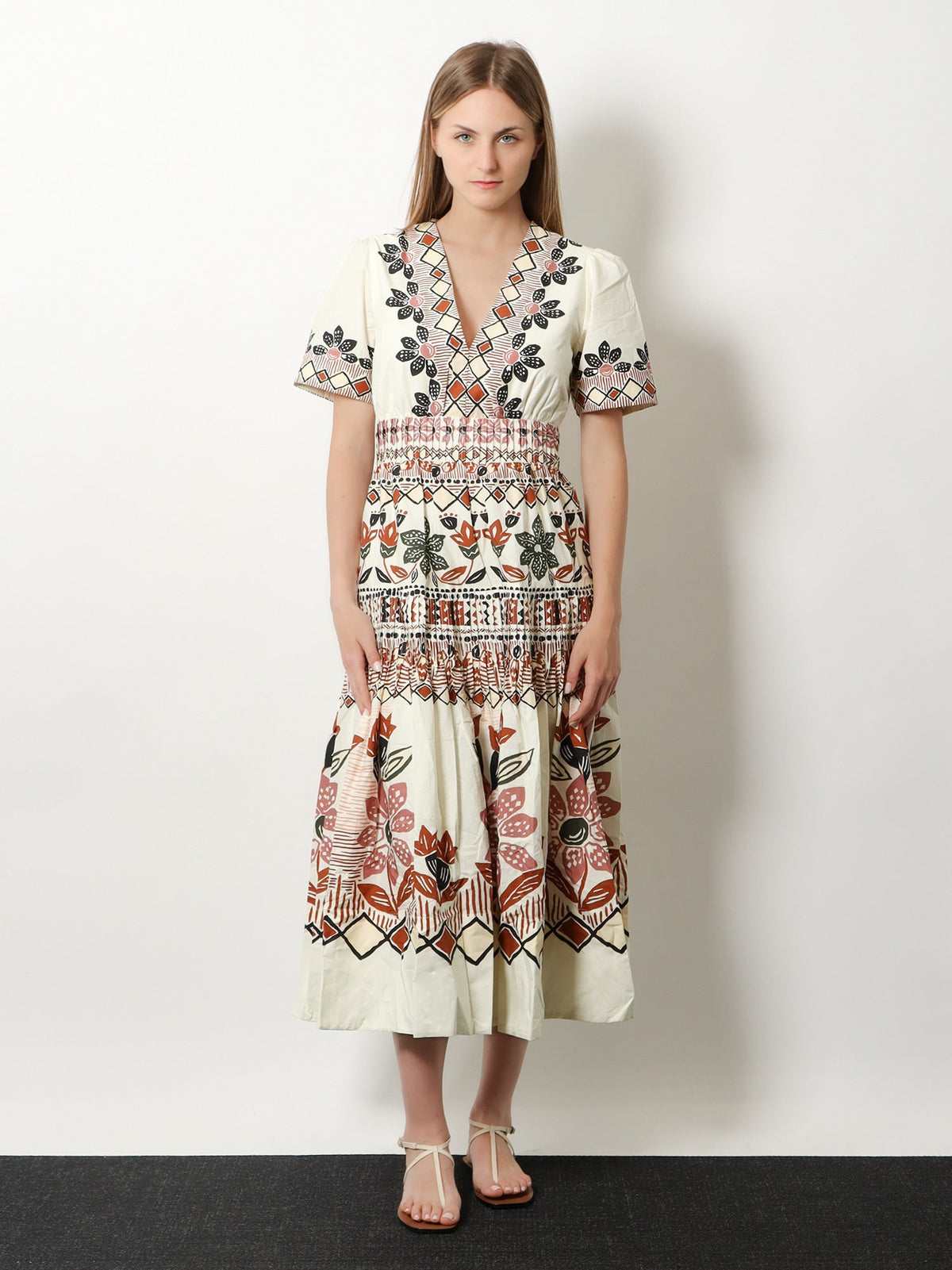 Farm Rio Ainika organic cotton dress - Ainikarusticflowerswinterwhite