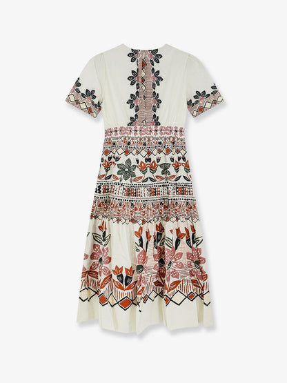 Farm Rio Ainika organic cotton dress - Ainikarusticflowerswinterwhite