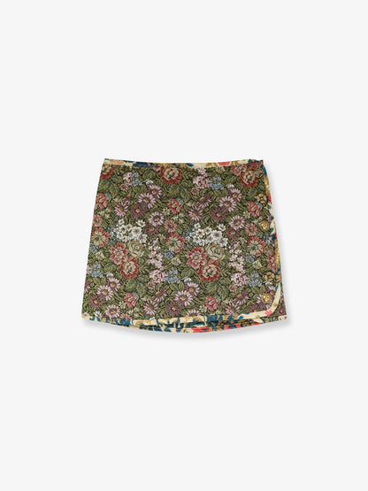 Farm Rio Jacquard Arabesque Matelassé Mini Skirt - Arabesquecream