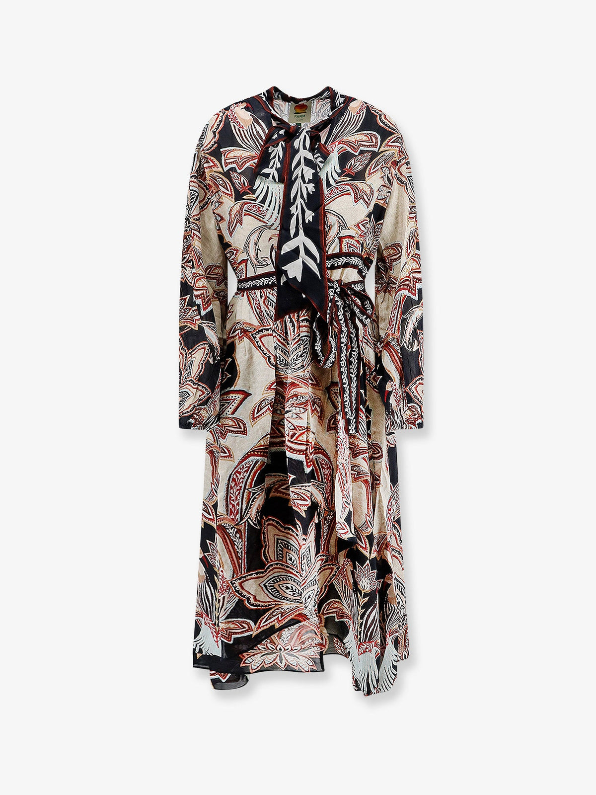 Farm Rio Viscose Tapestry Dream Long-Sleeve Midi dress - Cream