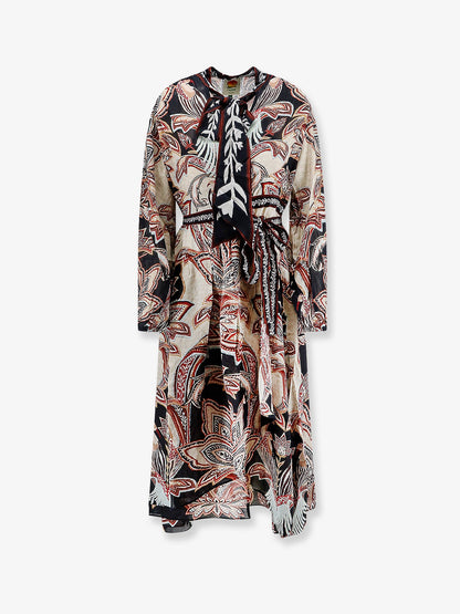 Farm Rio Viscose Tapestry Dream Long-Sleeve Midi dress - Cream