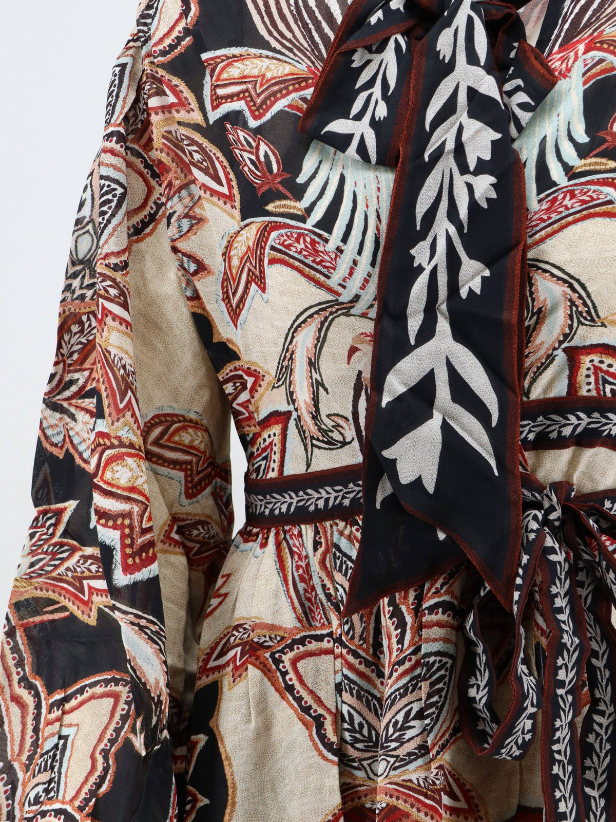 Farm Rio Viscose Tapestry Dream Long-Sleeve Midi dress - Cream