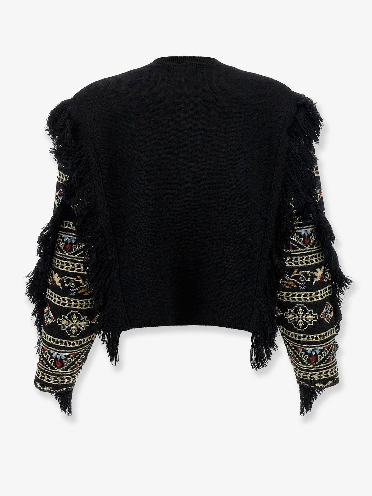 Farm Rio Love Paisley Cornelli sweater with fringe - Black