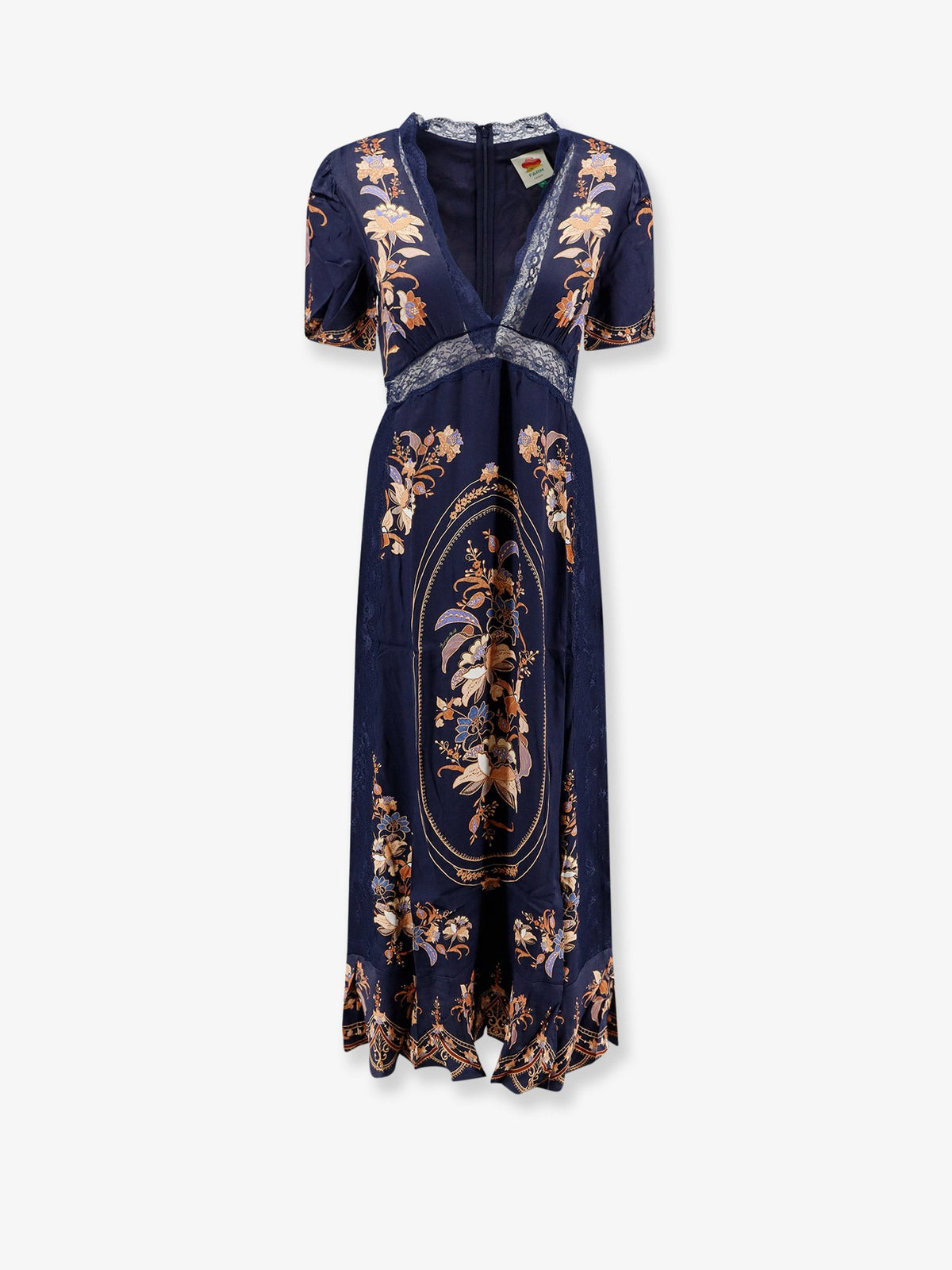 Farm Rio Lara viscose long dress - Navyblue