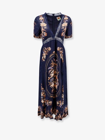 Farm Rio Lara viscose long dress - Navyblue
