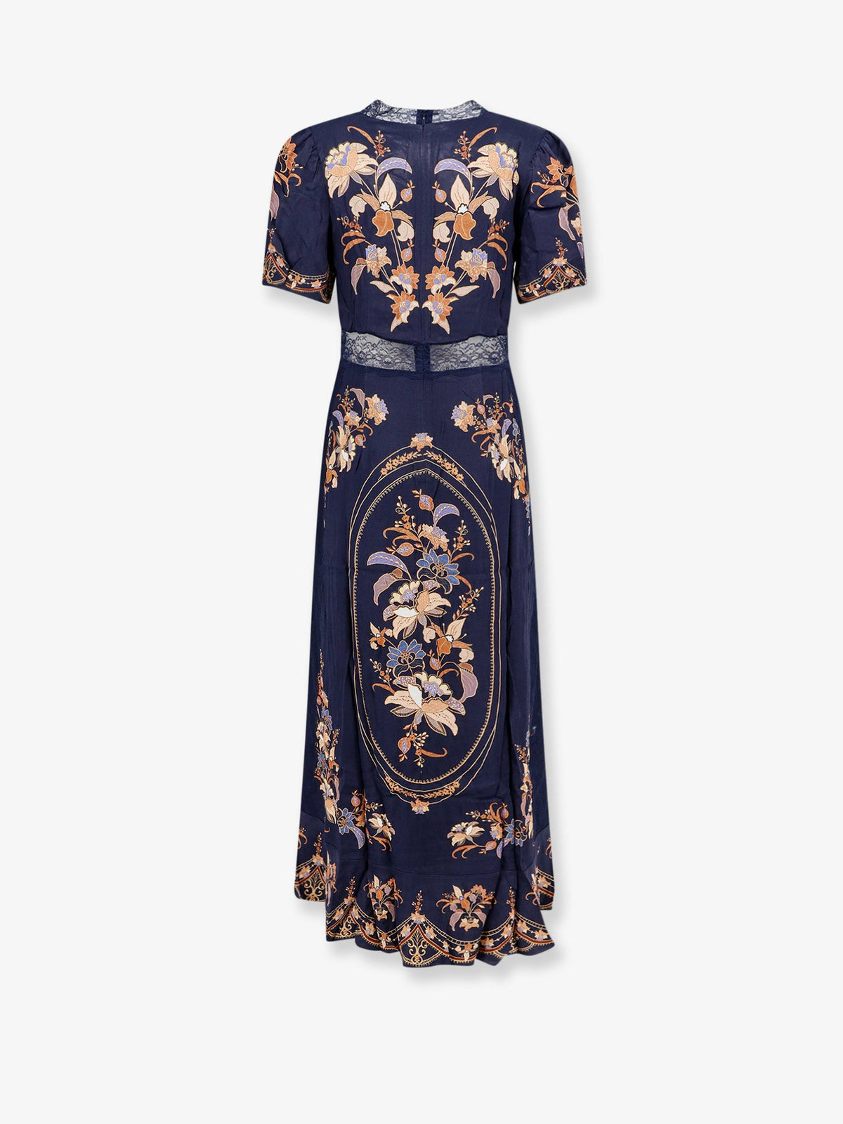 Farm Rio Lara viscose long dress - Navyblue