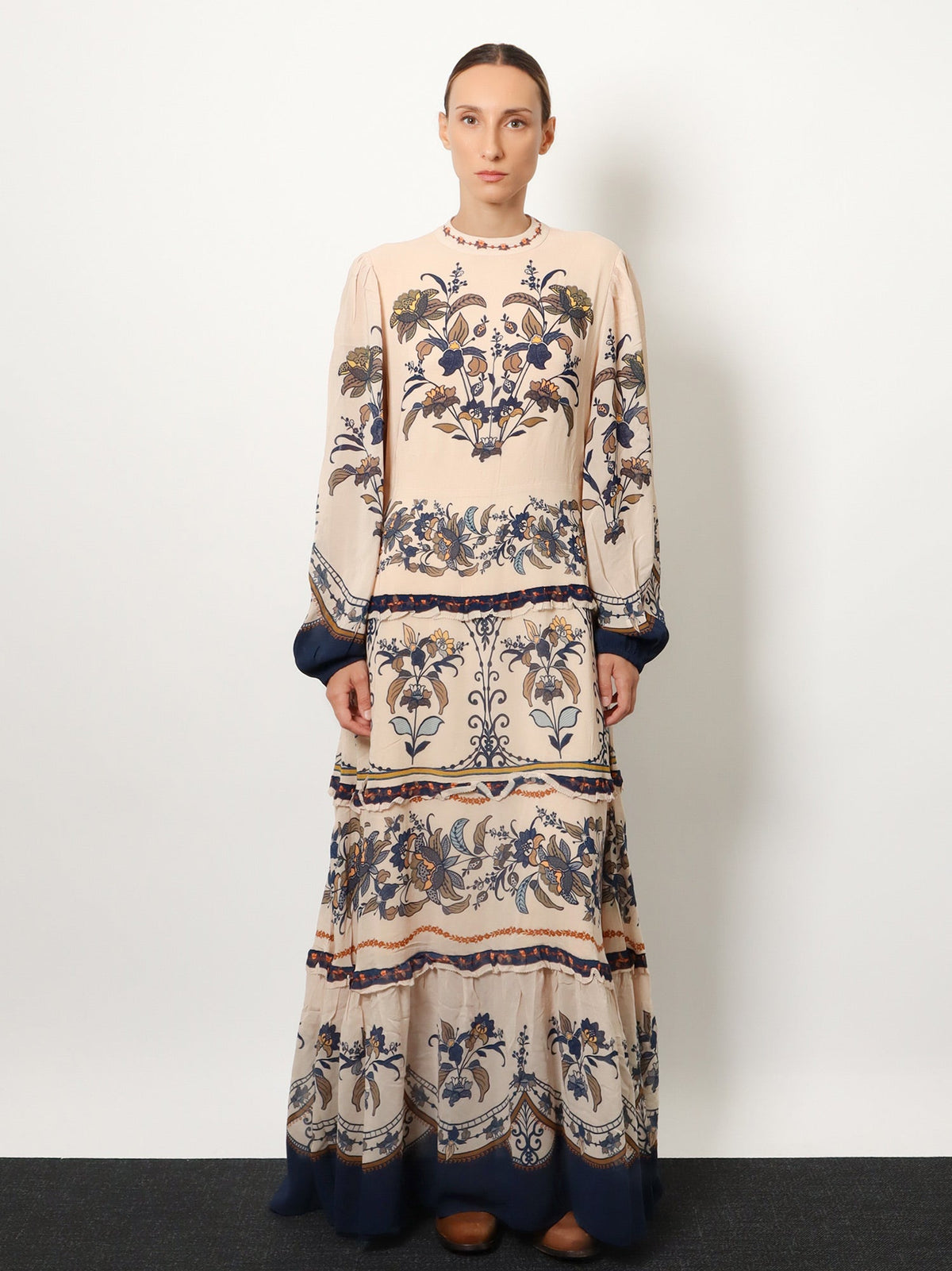 Farm Rio Liz viscose long dress - Beige