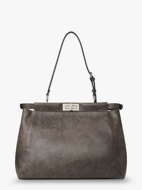 Fendi My Peekaboo Large leather shoulder bag with vintage effect - Nerovintage