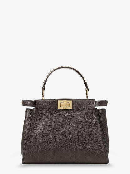 Fendi Peekaboo Mini hammered leather handbag - Ebanoroccia