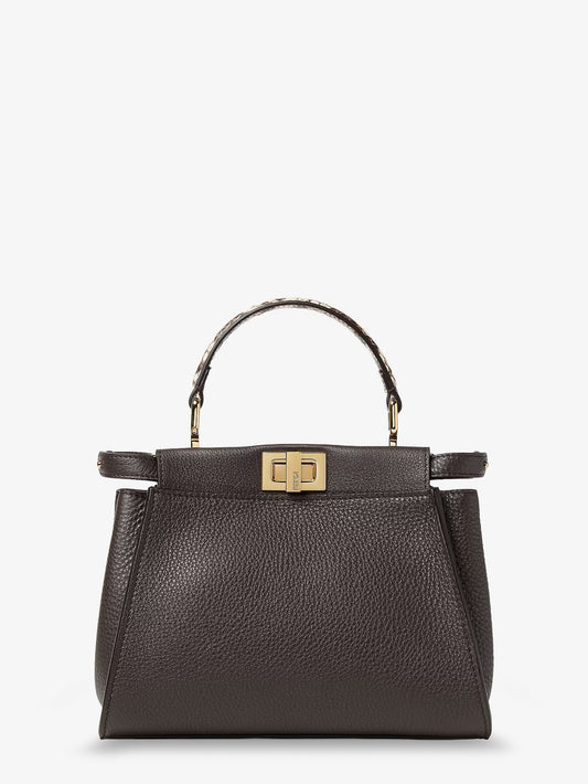 Fendi Peekaboo Mini hammered leather handbag - Ebanoroccia