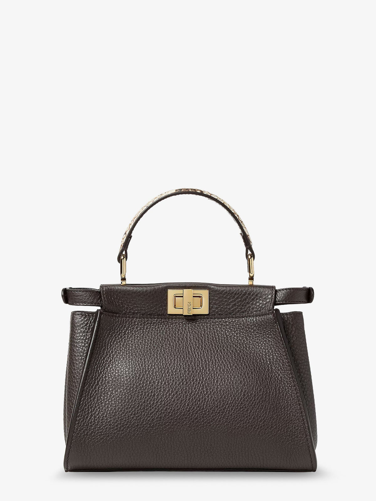 Fendi Peekaboo Mini hammered leather handbag - Ebanoroccia