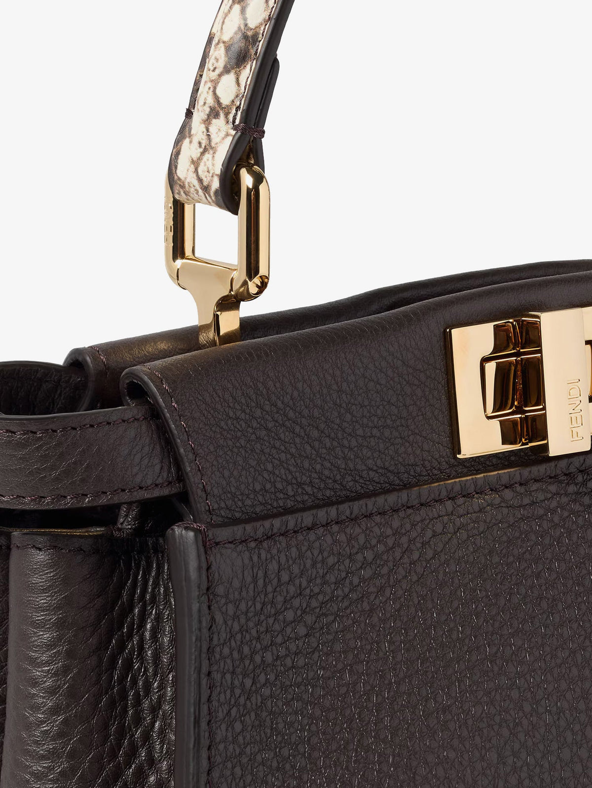 Fendi Peekaboo Mini hammered leather handbag - Ebanoroccia