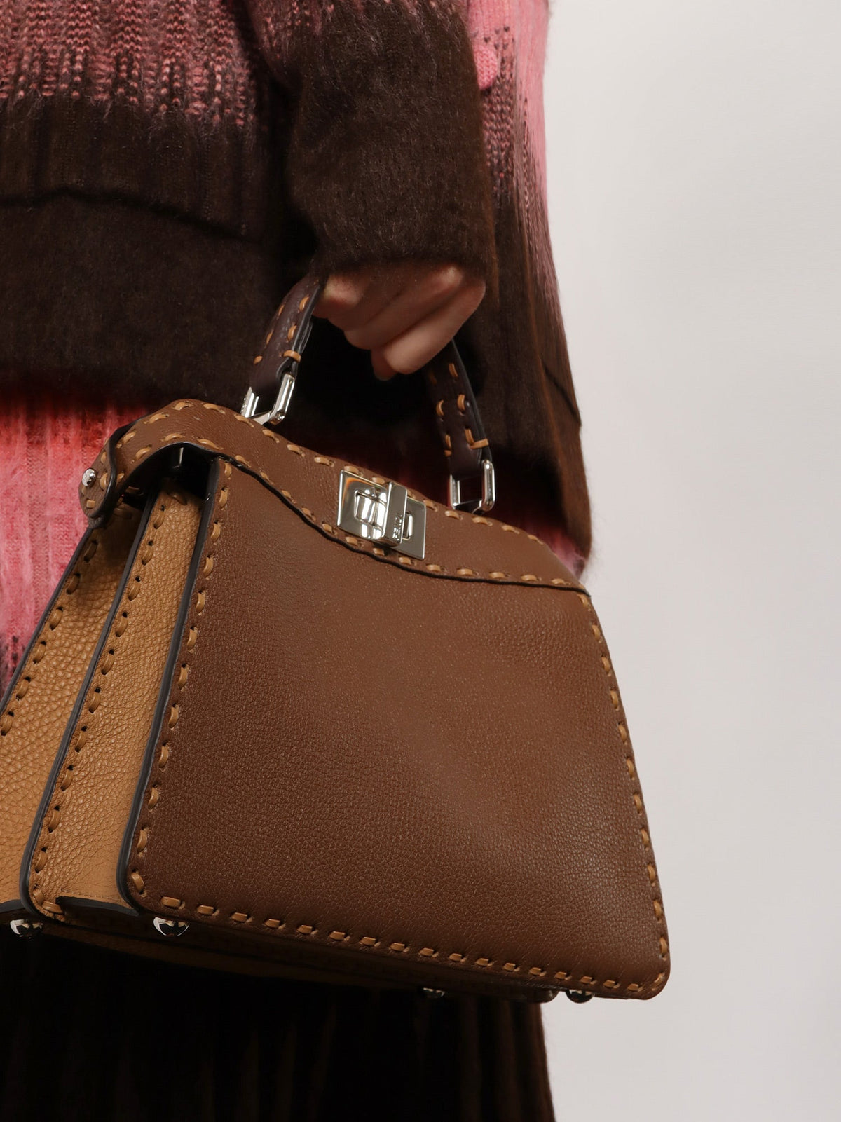 Fendi Peekaboo IseeU Small leather shoulder bag with Selleria macro stitching - Giand+Marr+Capp+P