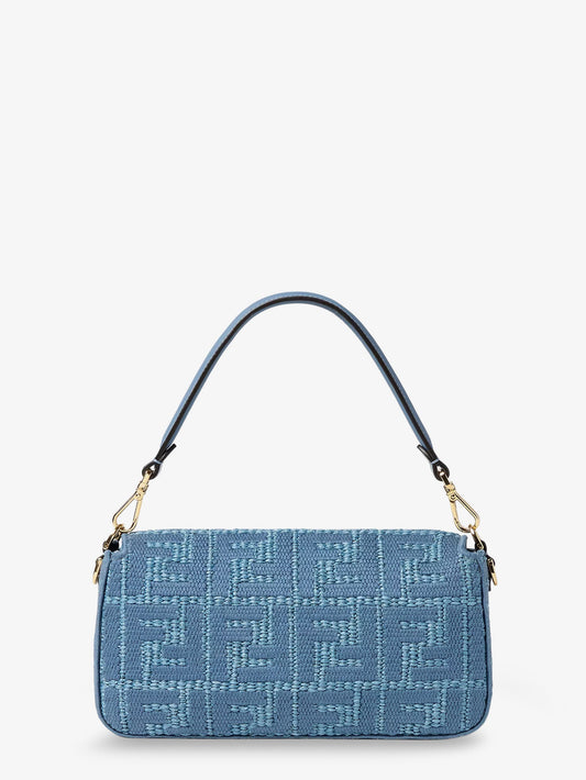 Fendi Baguette® handbag in raffia with all-over FF embroidery - Bluceruleoos