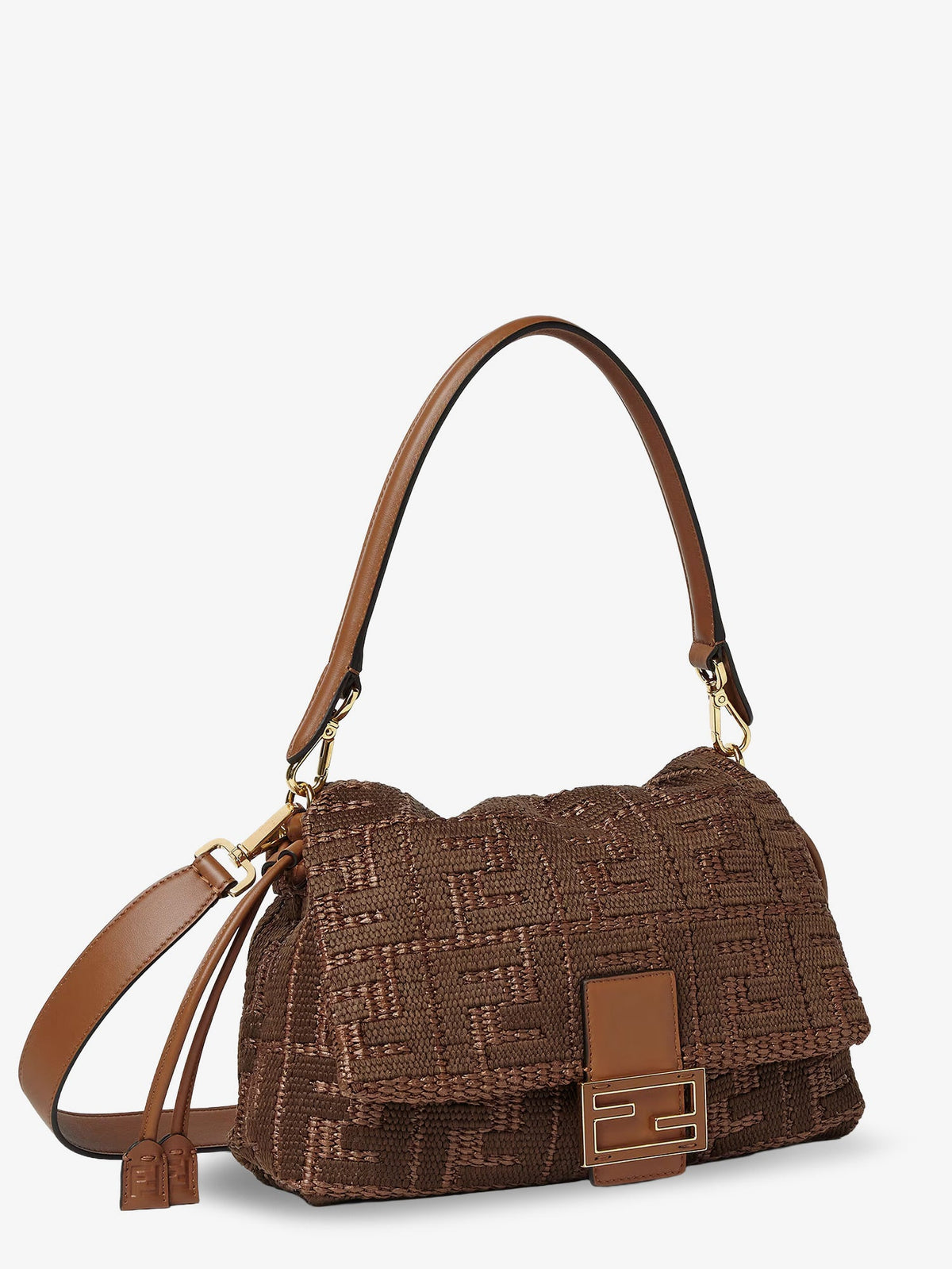 Fendi Mamma Baguette Medium Raffia Handbag with FF Embroidery - Sellier+Os