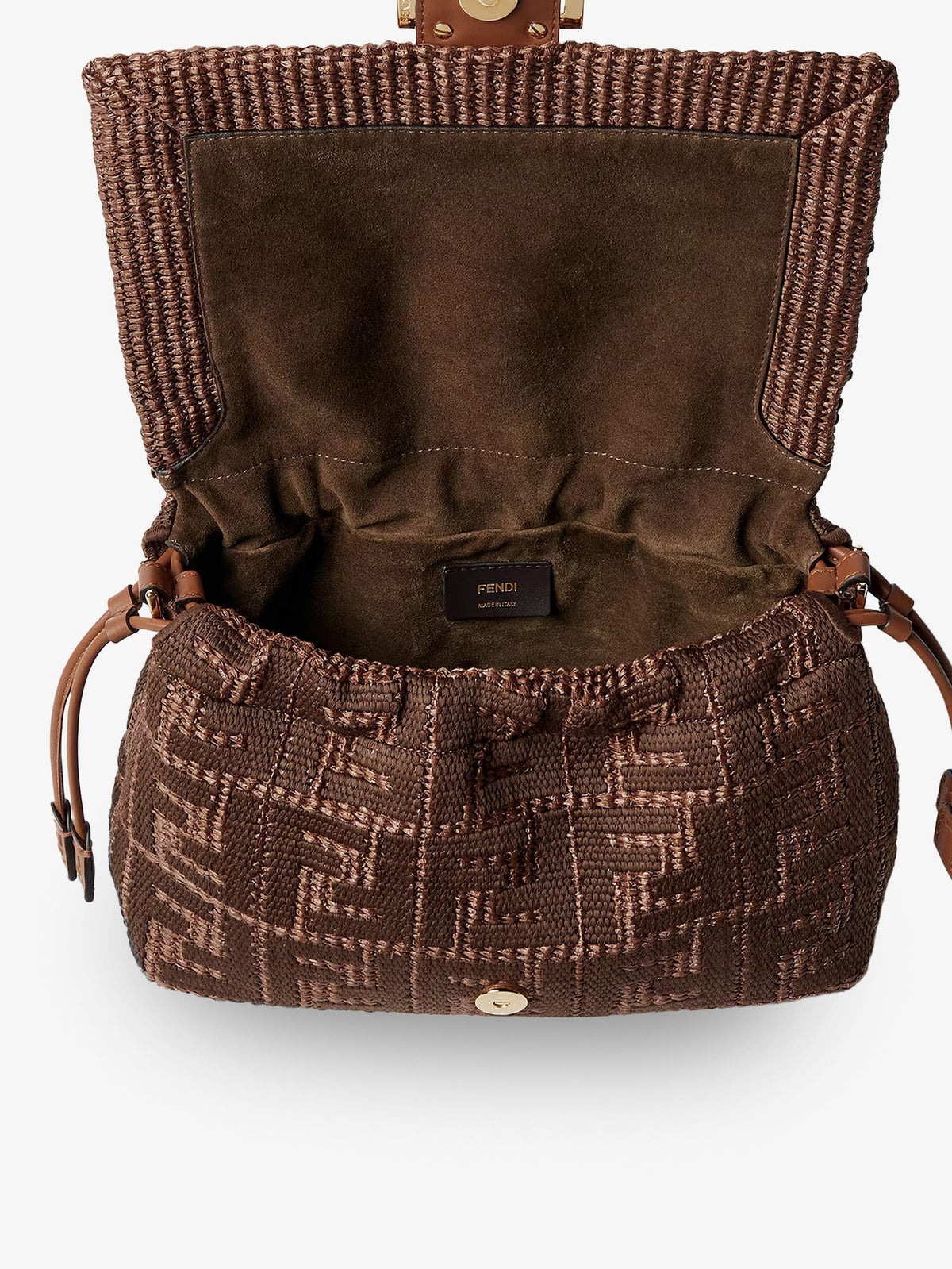 Fendi Mamma Baguette Medium Raffia Handbag with FF Embroidery - Sellier+Os