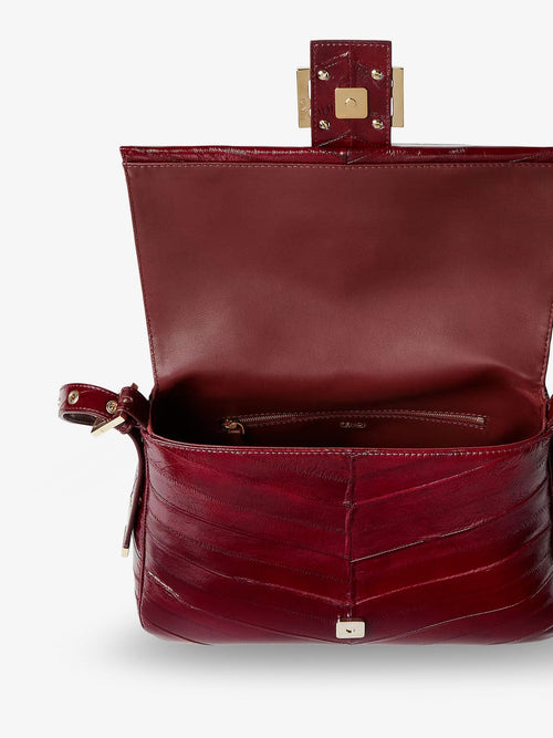 Fendi Flap 26325 missina leather shoulder bag - Burgundy