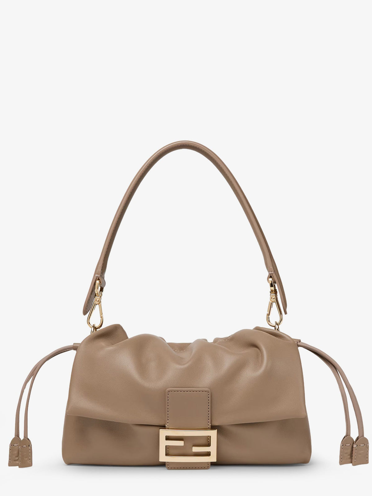Fendi Baguette Soft Medium Leather Shoulder Bag - Tortora