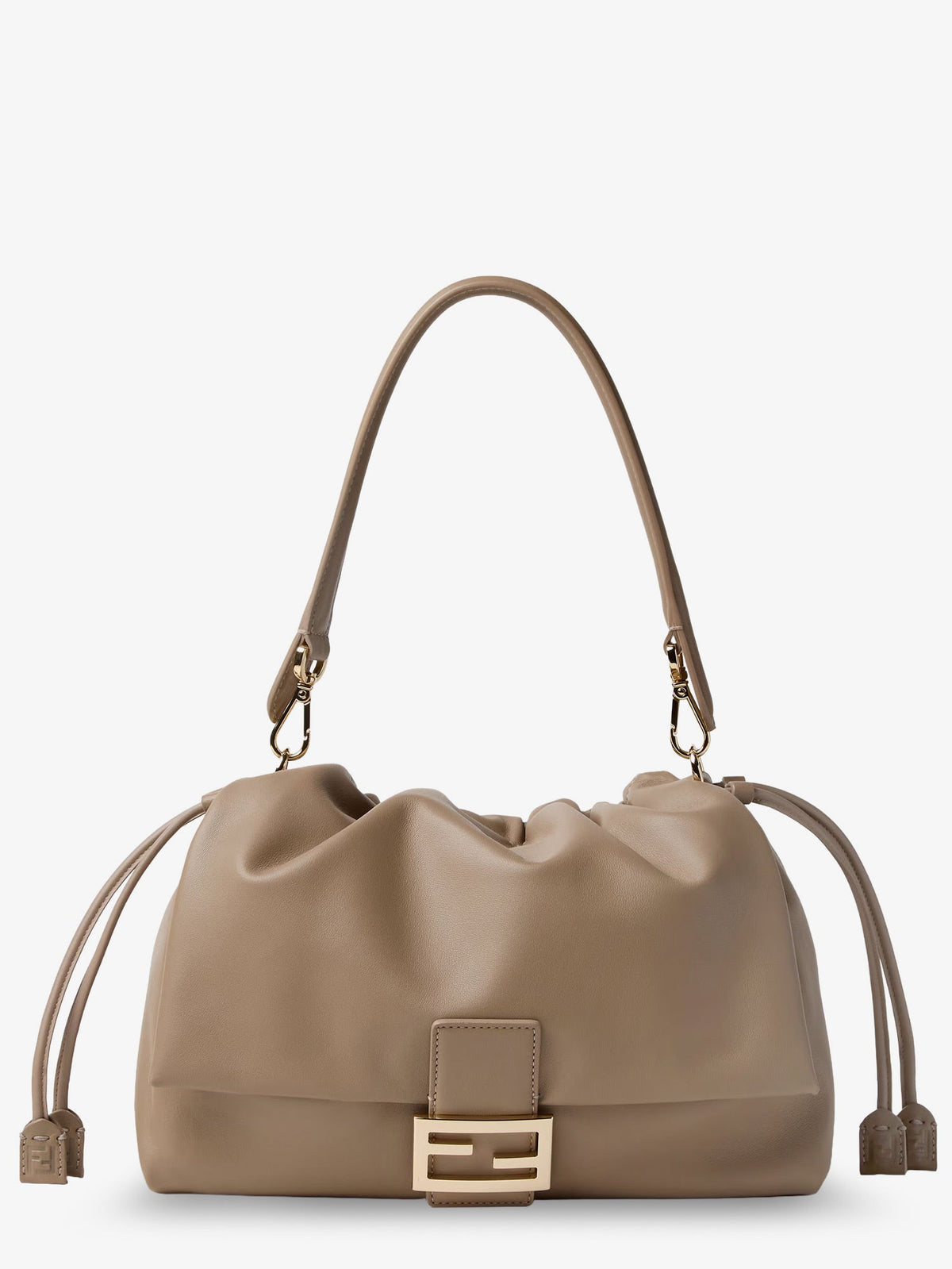 Fendi Baguette Soft Large Leather Bag - Tortora