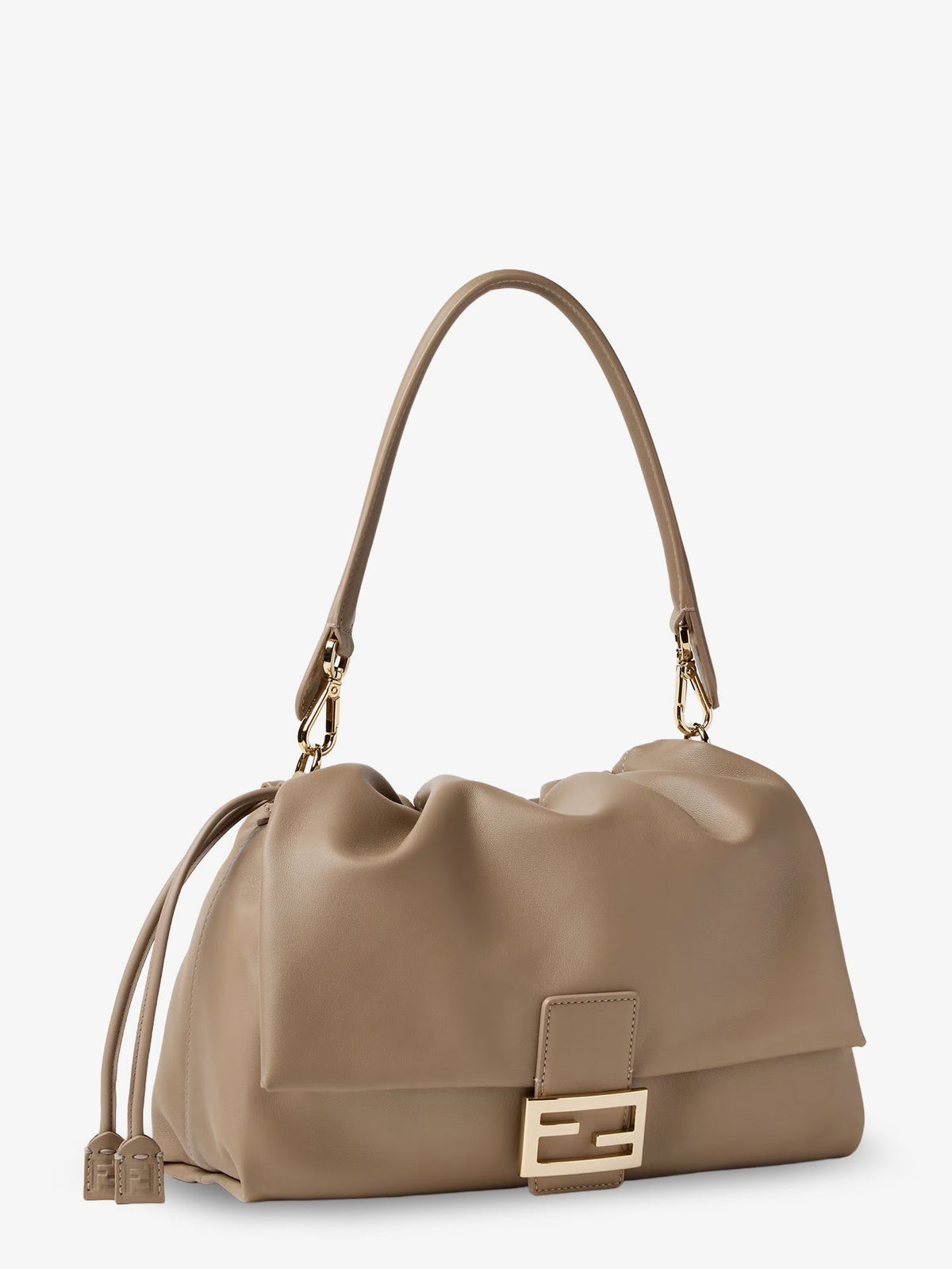 Fendi Baguette Soft Large Leather Bag - Tortora