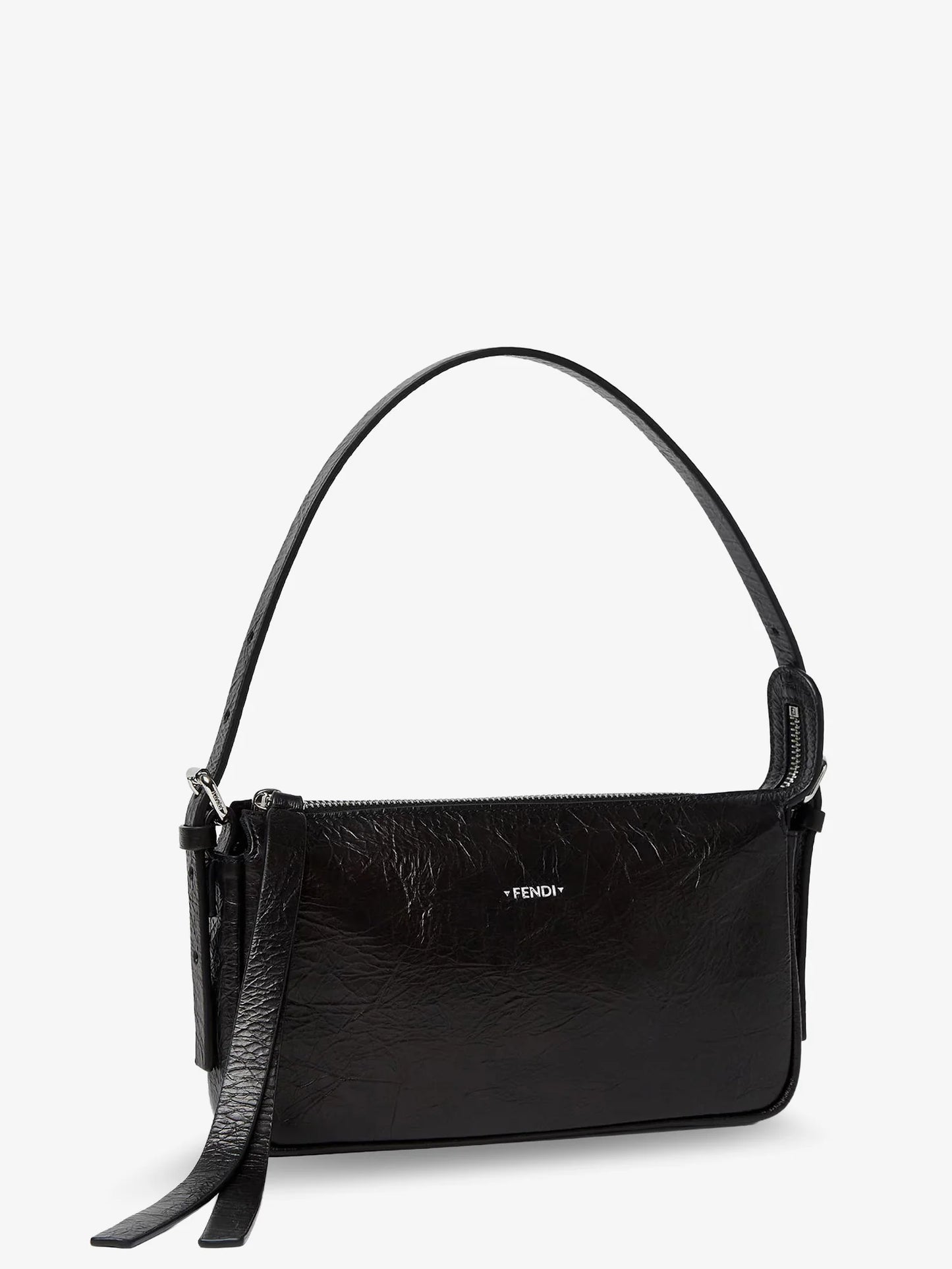 FENDI - Zip Top Small vintage-effect leather shoulder bag
