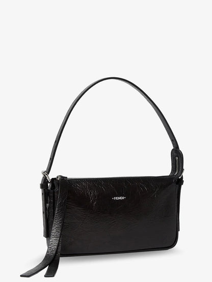 FENDI - Zip Top Small vintage-effect leather shoulder bag