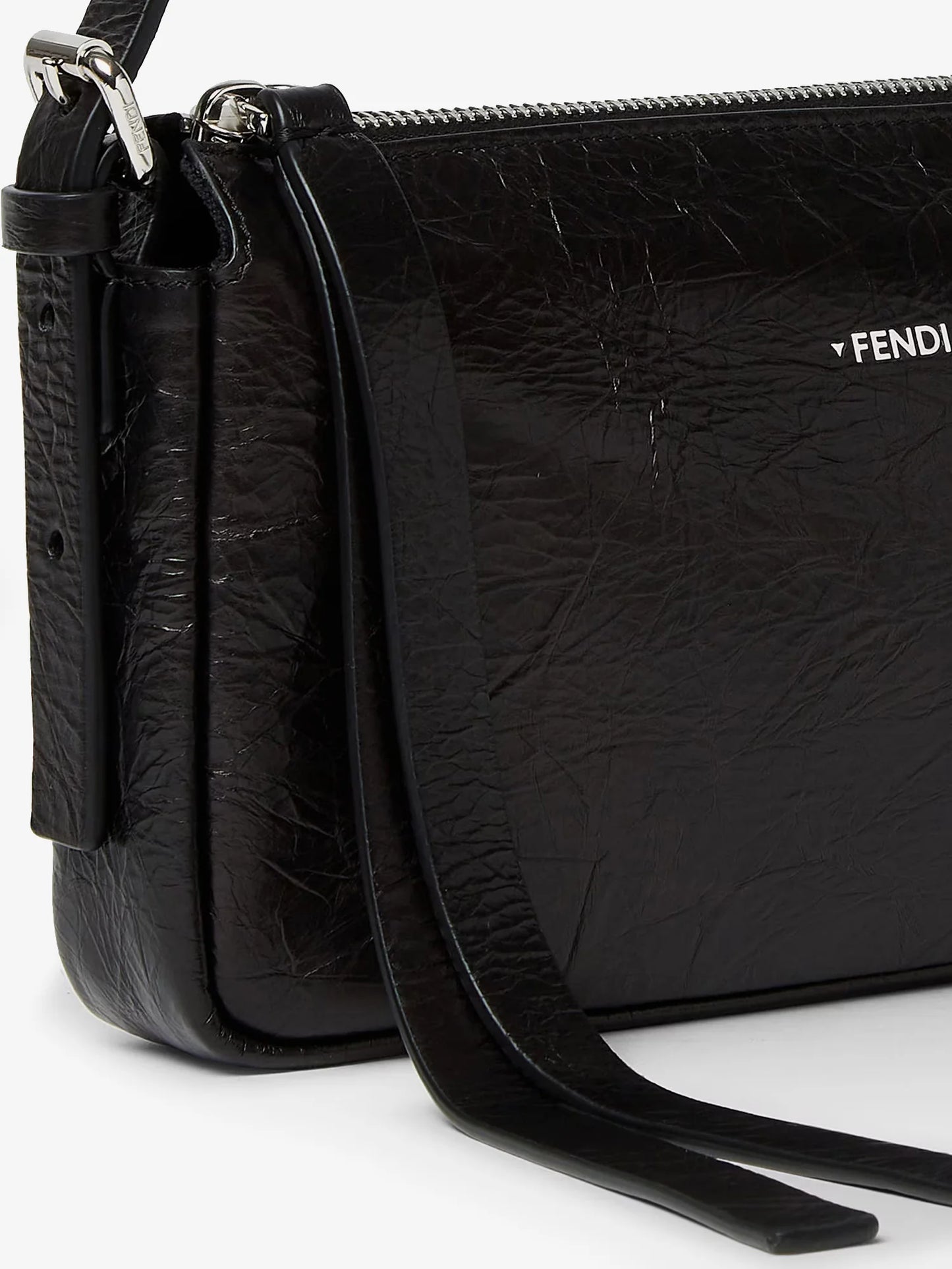 FENDI - Zip Top Small vintage-effect leather shoulder bag