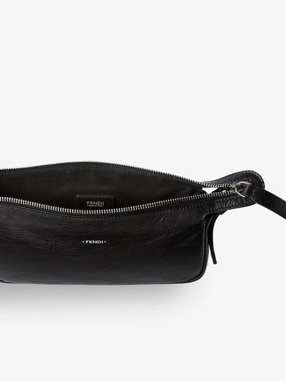 FENDI - Zip Top Small vintage-effect leather shoulder bag