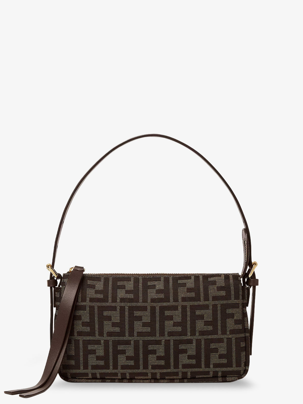 Fendi Zip Top Small FF Zucca Fabric shoulder bag - Ebano