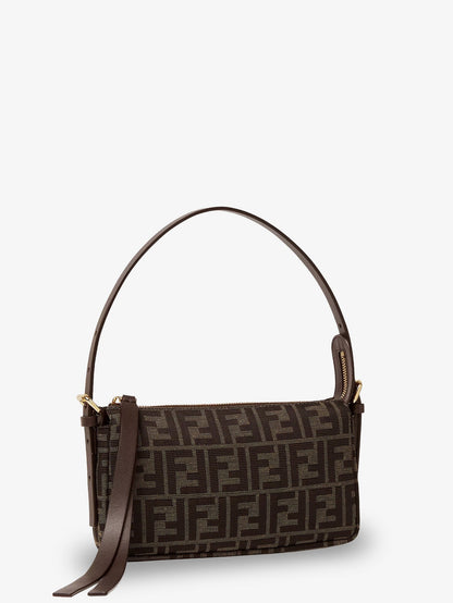 Fendi Zip Top Small FF Zucca Fabric shoulder bag - Ebano