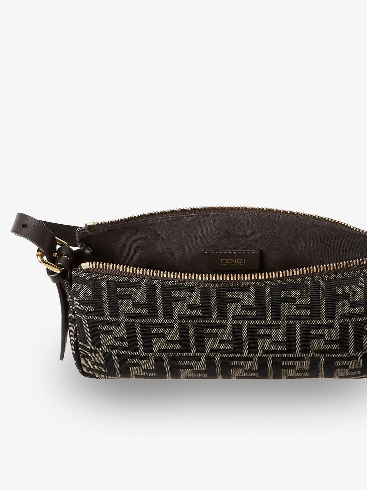Fendi Zip Top Small FF Zucca Fabric shoulder bag - Ebano