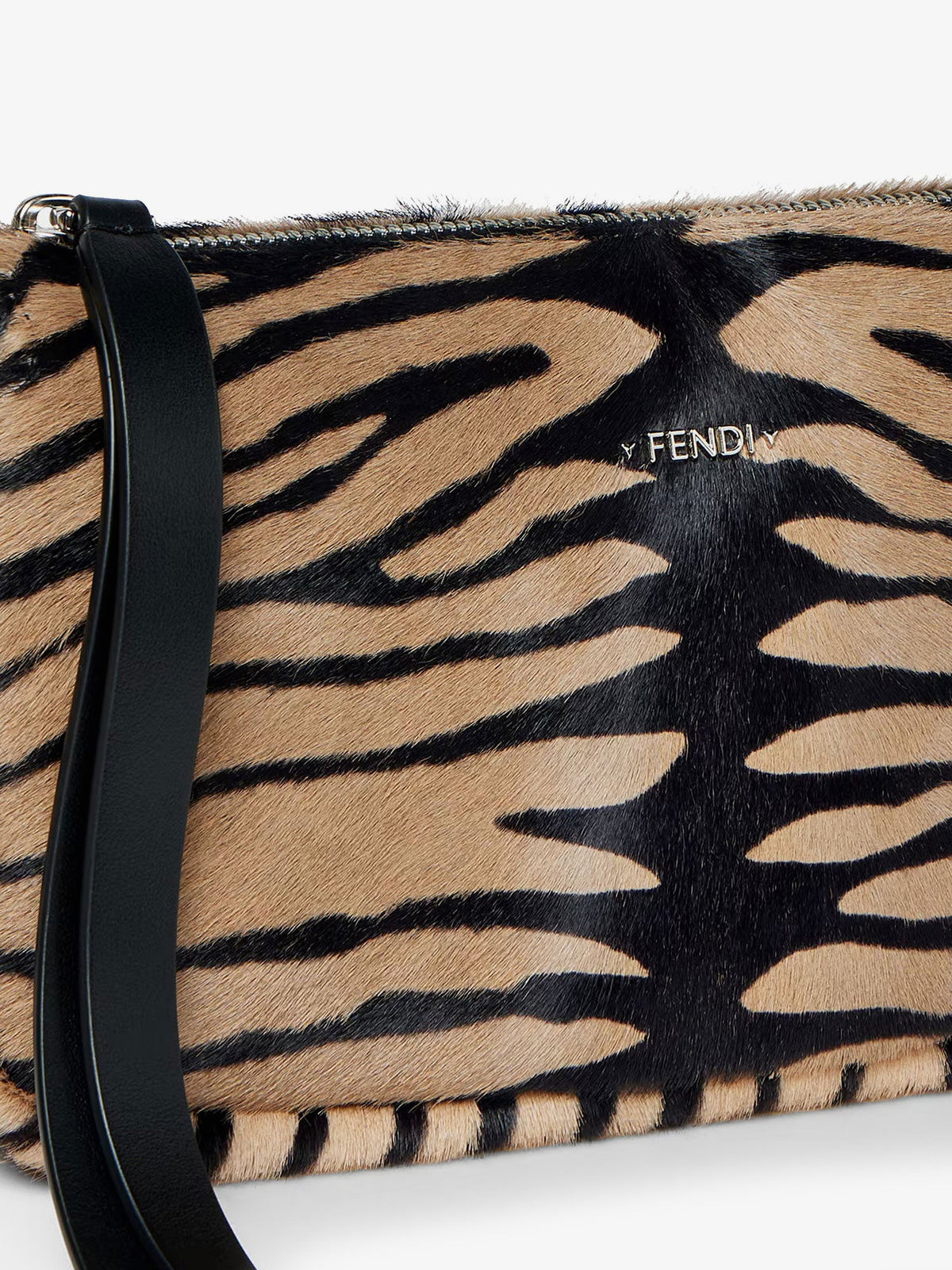 Fendi Zip Top Small shoulder bag in tiger-print pony skin - Neronaturale