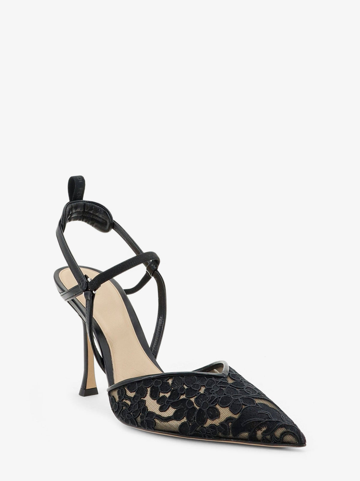 Fendi Very Colibrì high-heel pumps in back tulle - Nudonero