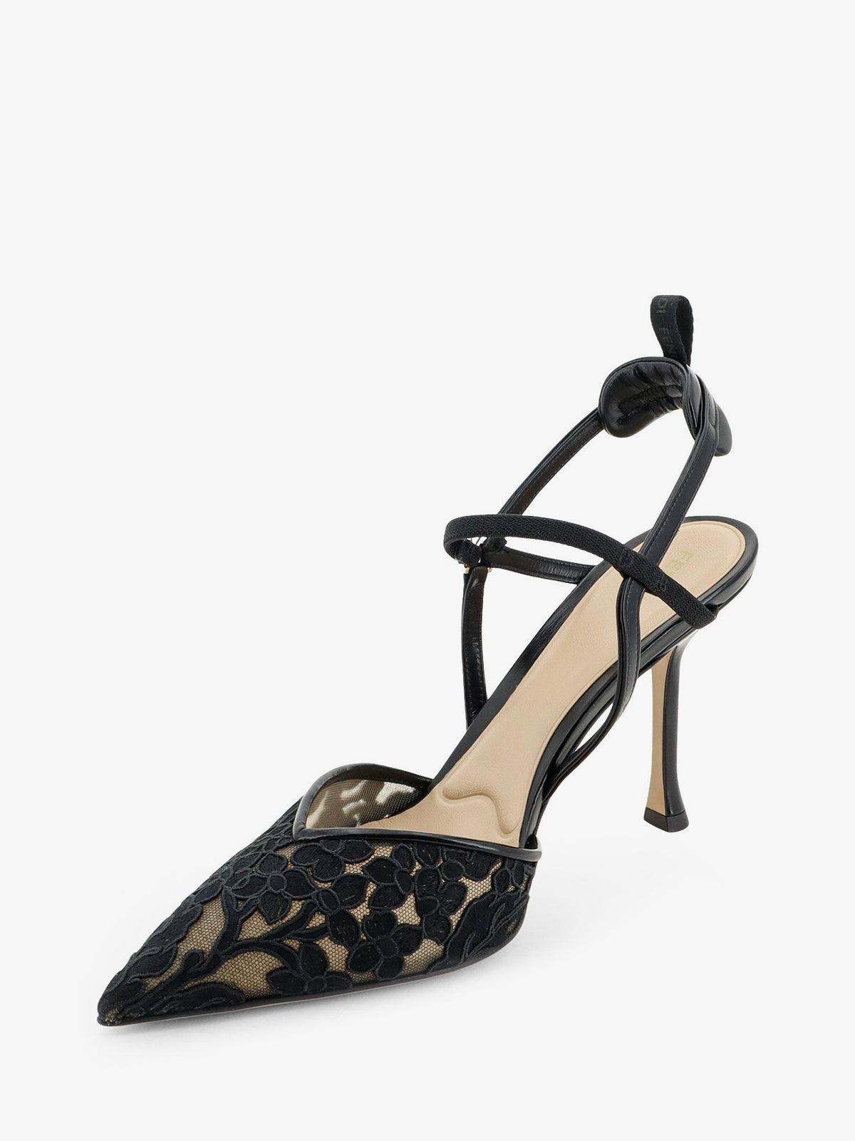 Fendi Very Colibrì high-heel pumps in back tulle - Nudonero