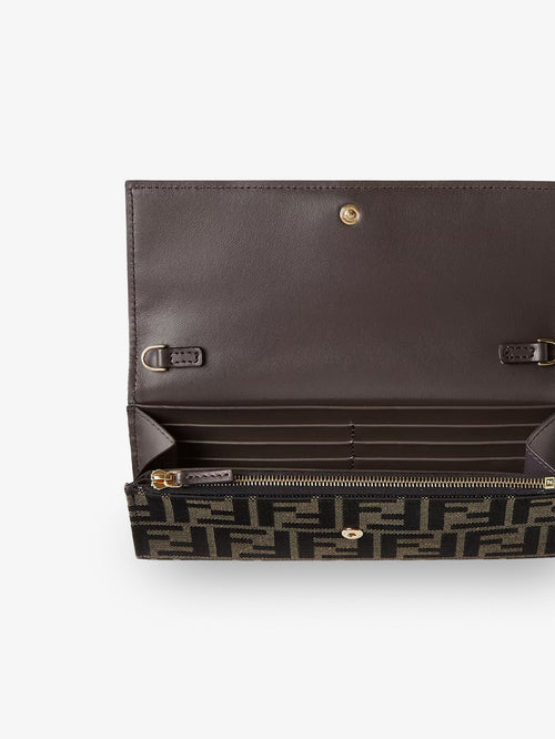Fendi FF Zucca Fabric Continental Wallet with Chain Tube - Tabaccomoro