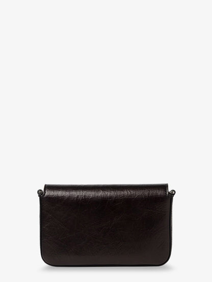 Fendi Crackled Leather Wallet on Chain Tube crossbody bag - Nero