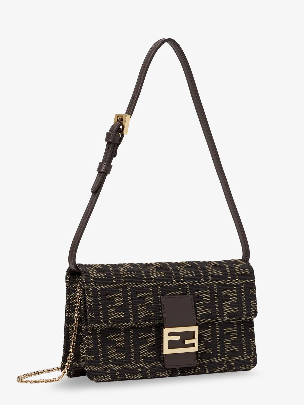 Fendi Wallet on Chain Tube FF Zucca fabric crossbody bag - Ebano