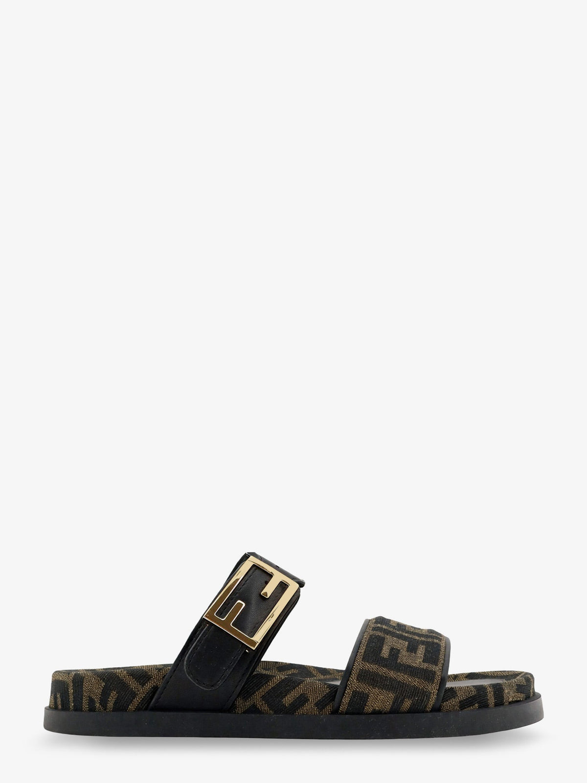 Fendi Feel FF fabric sandals - Tabacco Nero+Nero