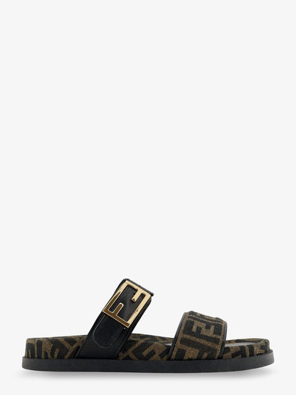 Fendi Feel FF fabric sandals - Tabacco Nero+Nero