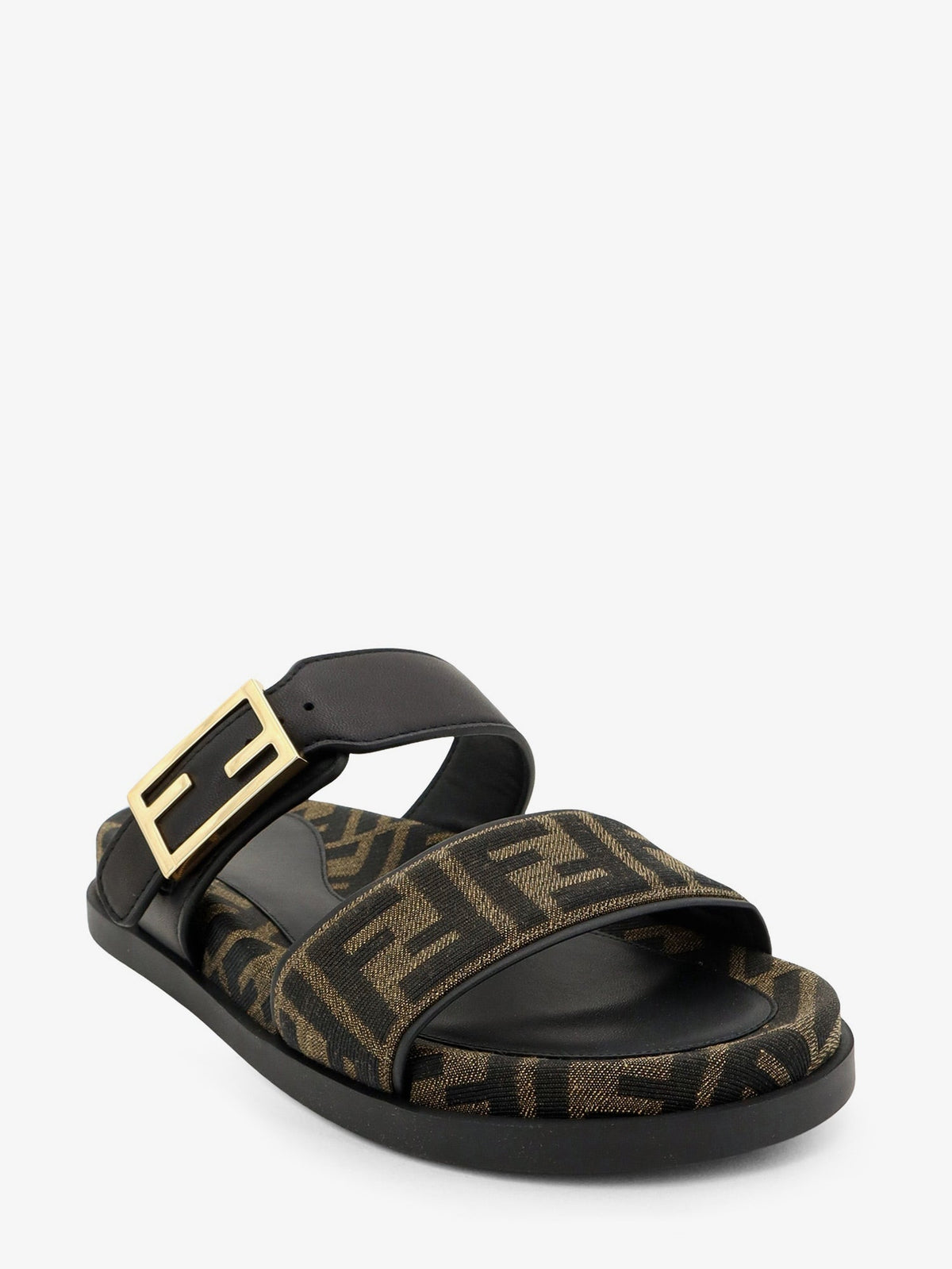 Fendi Feel FF fabric sandals - Tabacco Nero+Nero