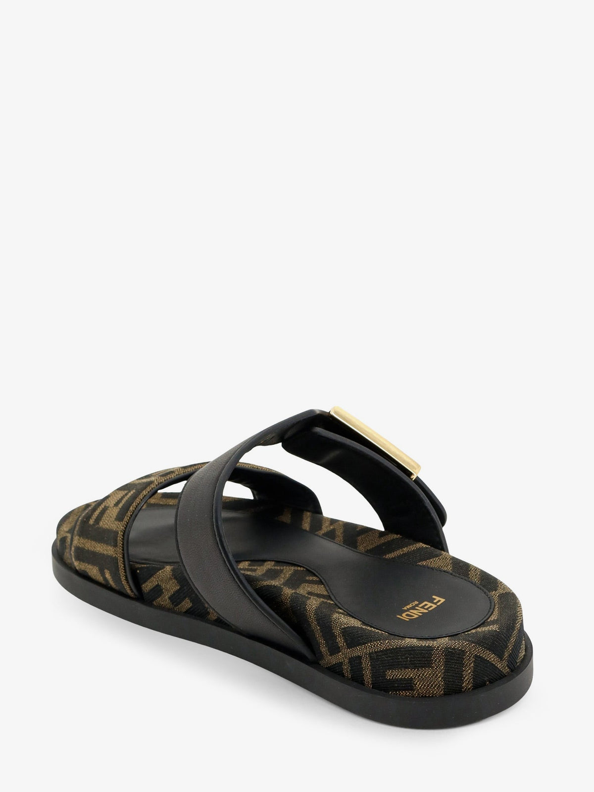 Fendi Feel FF fabric sandals - Tabacco Nero+Nero