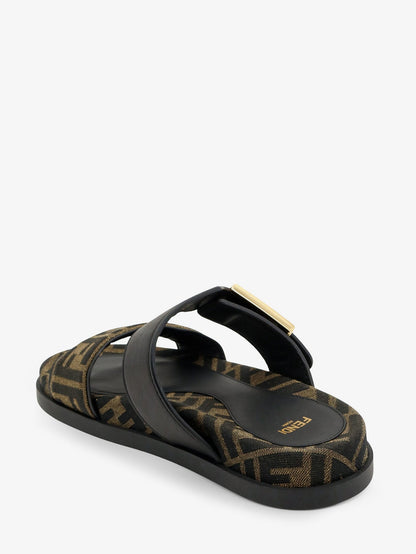 Fendi Feel FF fabric sandals - Tabacco Nero+Nero